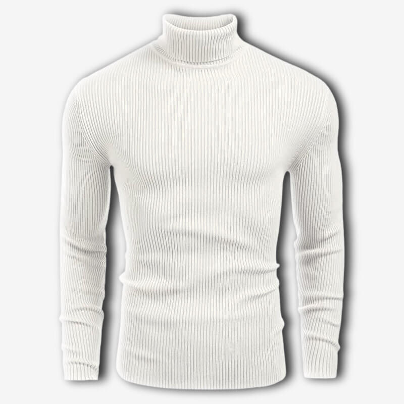 Pure White Turtleneck T shirt for Men [Premium Quality Ribbed]