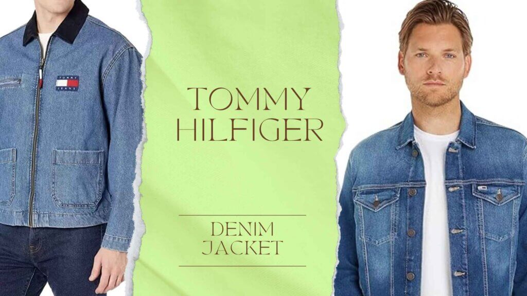 college of two images of Tommy Hilfiger denim jacket worn by individual models